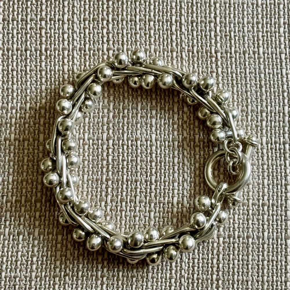 SILPADA Heavy Sterling Silver DNA Ball Bar Link Toggle Clasp Bracelet~B0523~NEW!